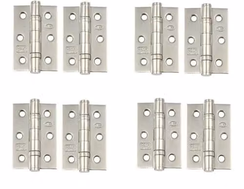 Golden Grace Polished Chrome Screw-on Butt Hinges, 4 Pairs