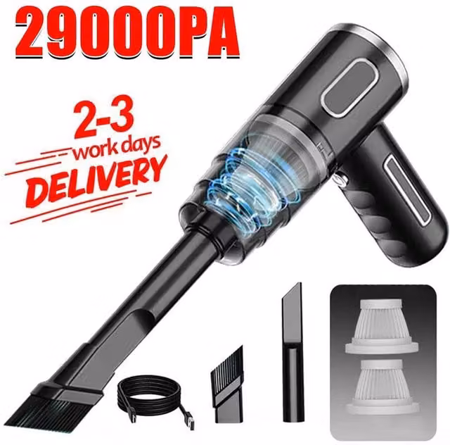 Kelvenix Cordless Handheld Car Vacuum Cleaner in Black, Rechargeable for Pet Hair