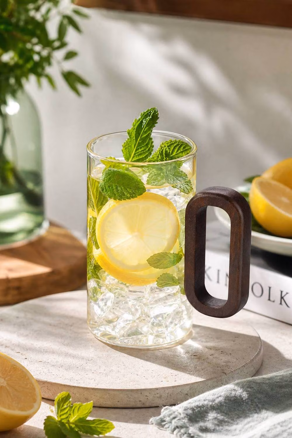 ExtraStar Set of 4 Clear Borosilicate Glass Mugs with Wooden Handles – 2