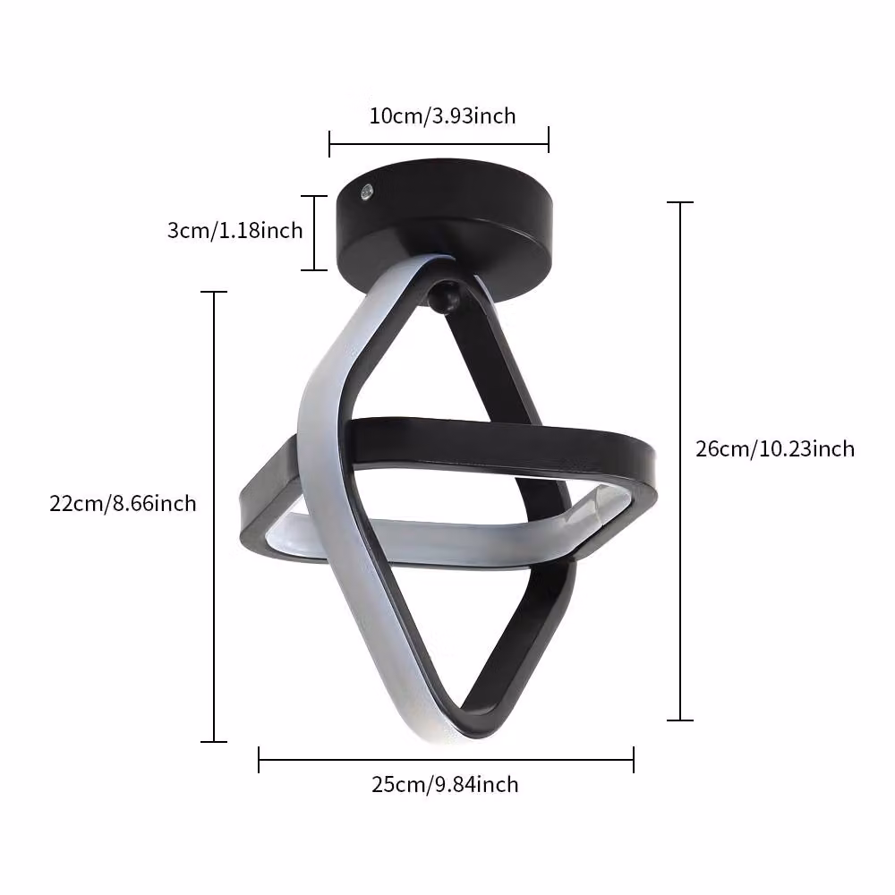 Goeco Modern LED Ring Ceiling Light in Black, 24W, 2700LM, 3000K Warm White – 5