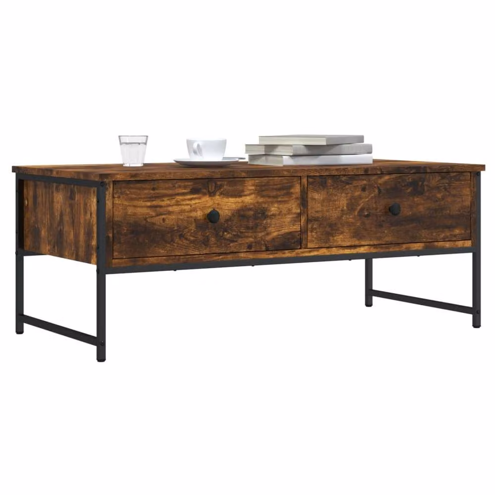 Berkfield Home Smoked Oak Coffee Table in Brown, W/D/H: 101 x 49 x 39.5 cm – 2