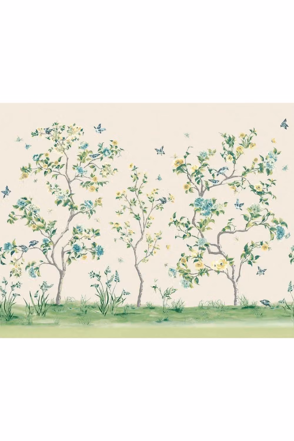 Origin Murals Flower Tree Floral Wall Mural in Sand and Multicolour, W: 300 cm, H: 240 cm – 2