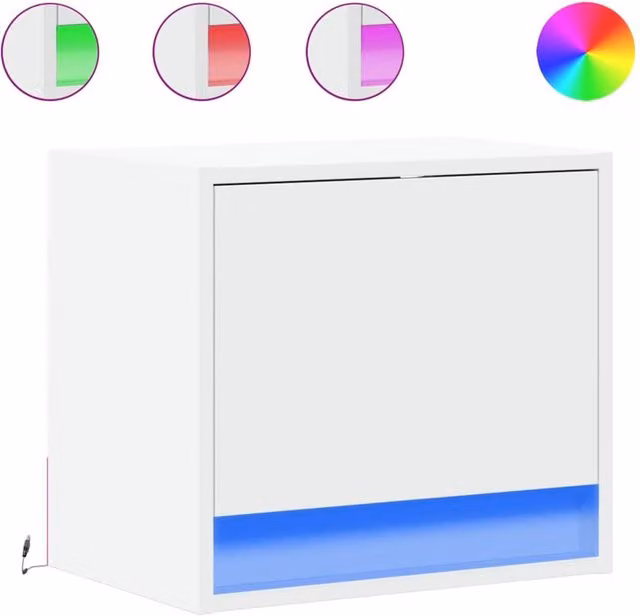 Berkfield Home Set of 2 Wall-mounted Bedside Cabinets with Integrated LED Lights in White Glossy Finish