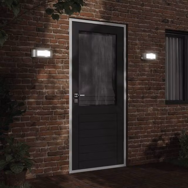 Berkfield Home Set of 2 Modern Silver Stainless Steel Outdoor Wall Lights for Garden and Patio – 1