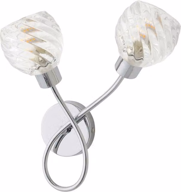 ValueLights Reyka Chrome 2 Way Up and Down Wall Light with Crystal Glass Shades in Silver – 1