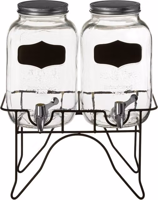 Orsina Stylish Glass Dispenser Jars with Silver Metal Lids in Transparent – 1