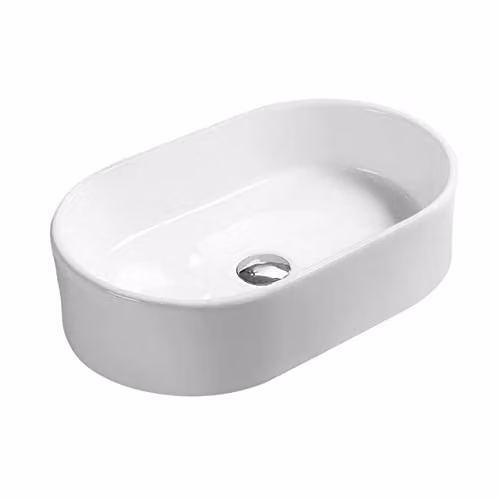 Hudson Reed NBV169 Modern Round Ceramic Countertop Vessel Sink Basin, White, W: 56.5 cm, D: 14.5 cm, H: 35 cm
