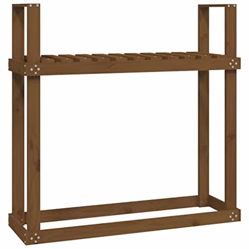 vidaXL Rustic Solid Wood Pine Firewood Rack in Brown, W/D/H: 110 x 35 x 108.5 cm