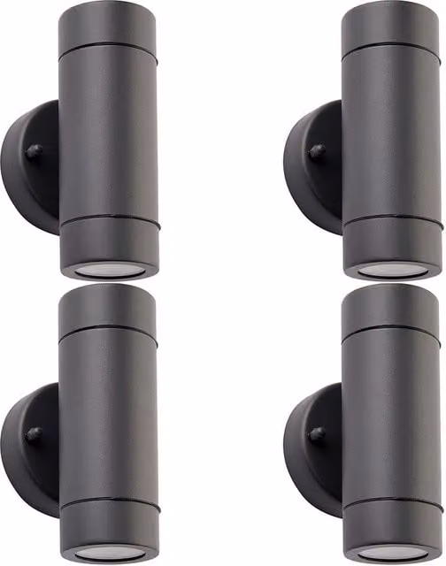 Loops 4 Pack Up & Down Twin Outdoor IP44 Wall Light in Anthracite with GU10 LED and Glass – 1