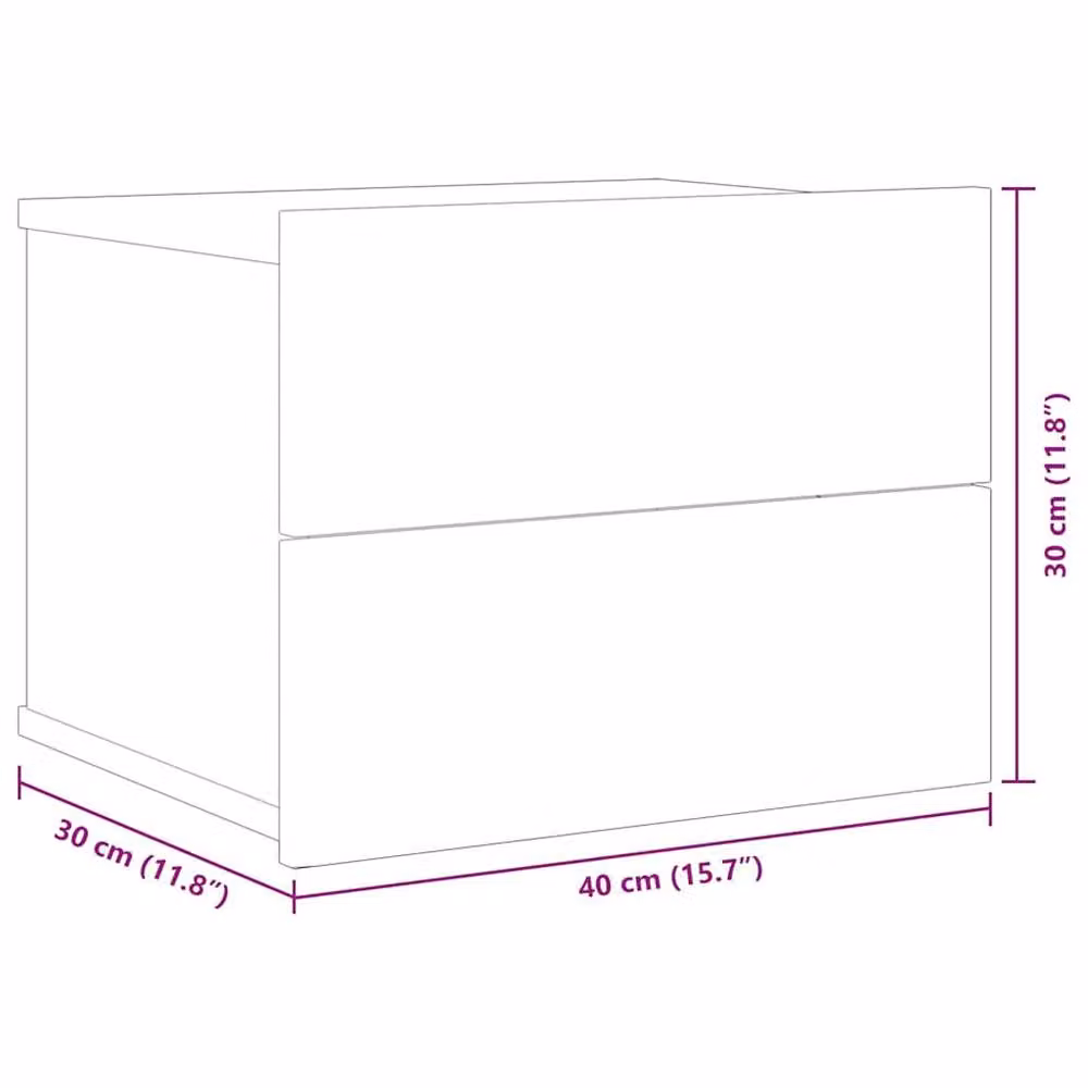 Berkfield Home Set of 2 Grey Sonoma Bedside Cabinets, W/D/H: 40 x 30 x 30 cm – 3