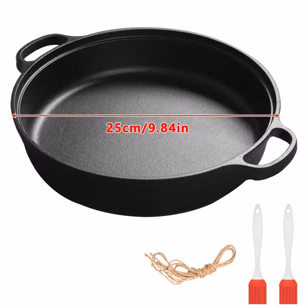 Ventryn Uncoated Cast Iron Frying Pan, Grill and Skillet in Black – 2