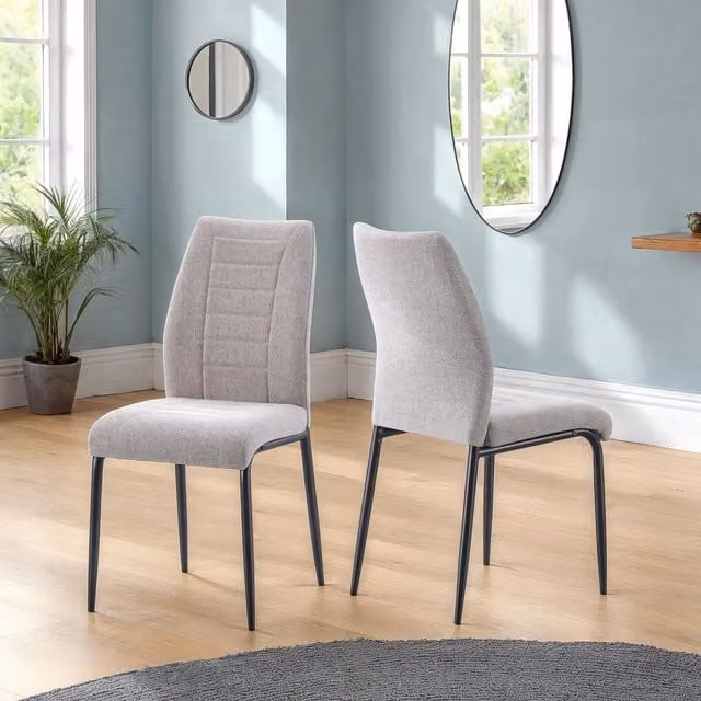 Seconique Chilton Dining Chairs Set of 4 in Grey Fabric – 1
