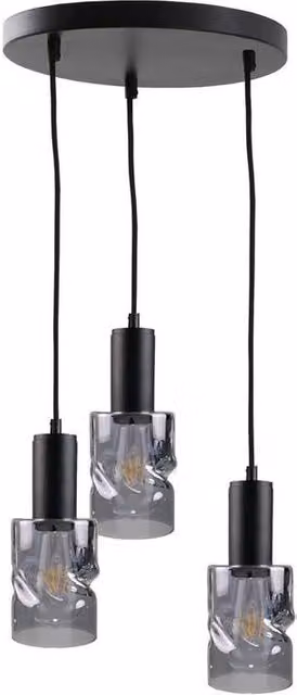 Netlighting Cross Cluster Pendant Ceiling Light in Black with 3x E27 Glass Shades, Diameter: 30 cm