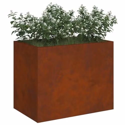 vidaXL Weathering Steel Garden Planter, Brown, W: 50 cm, D: 32 cm, H: 40 cm