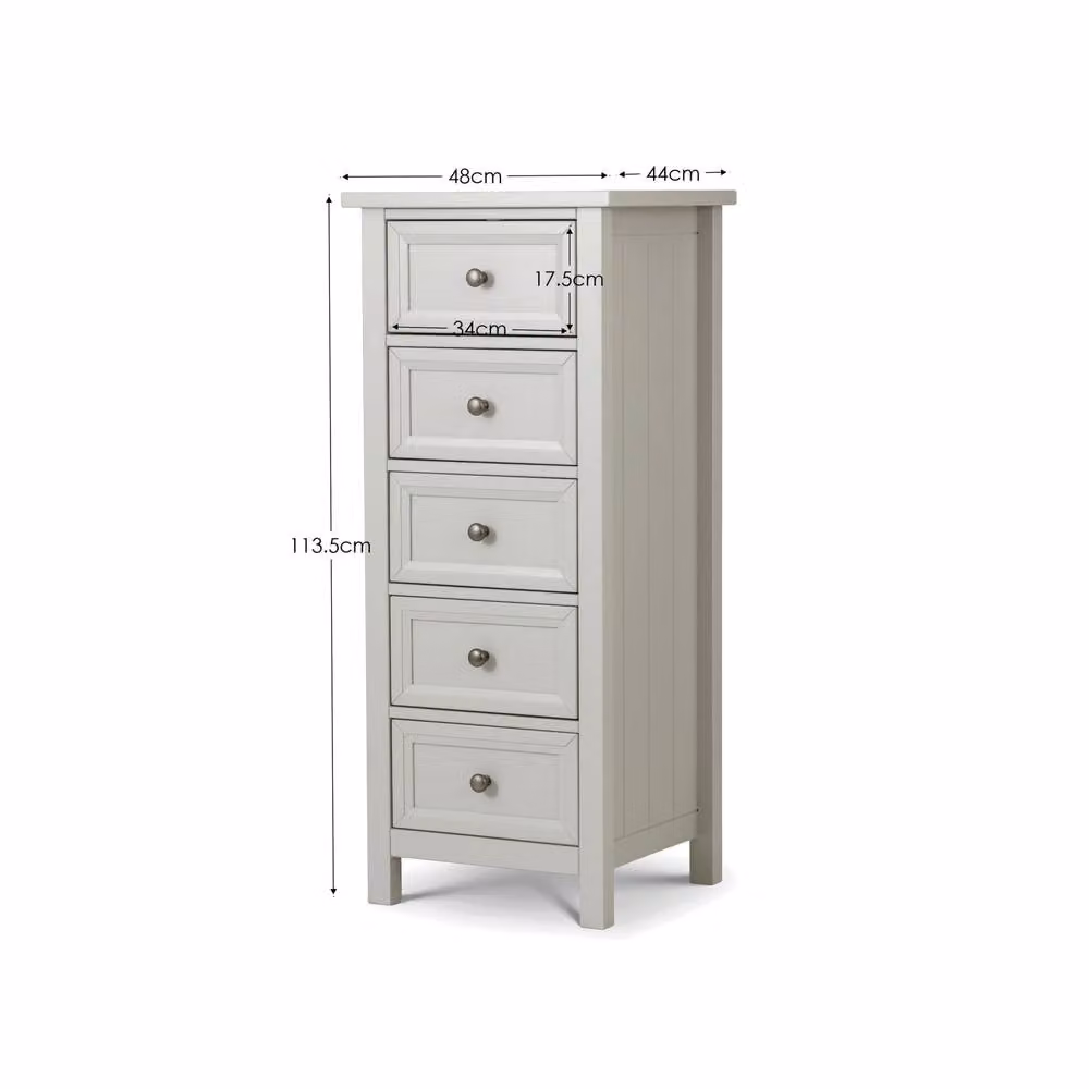 Cheshire Premium Solace 5 Drawer Tall Chest in Dove Grey – 2