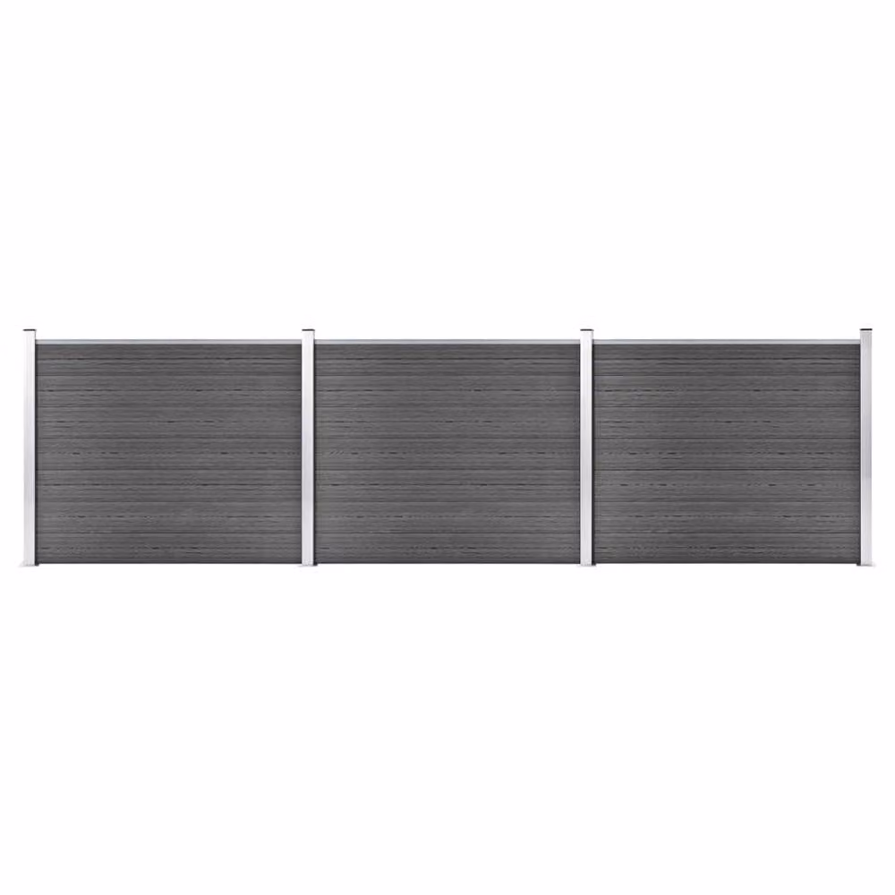 Berkfield Home WPC Fence Panel Set in Black Charcoal, W: 526 cm, H: 146 cm – 2