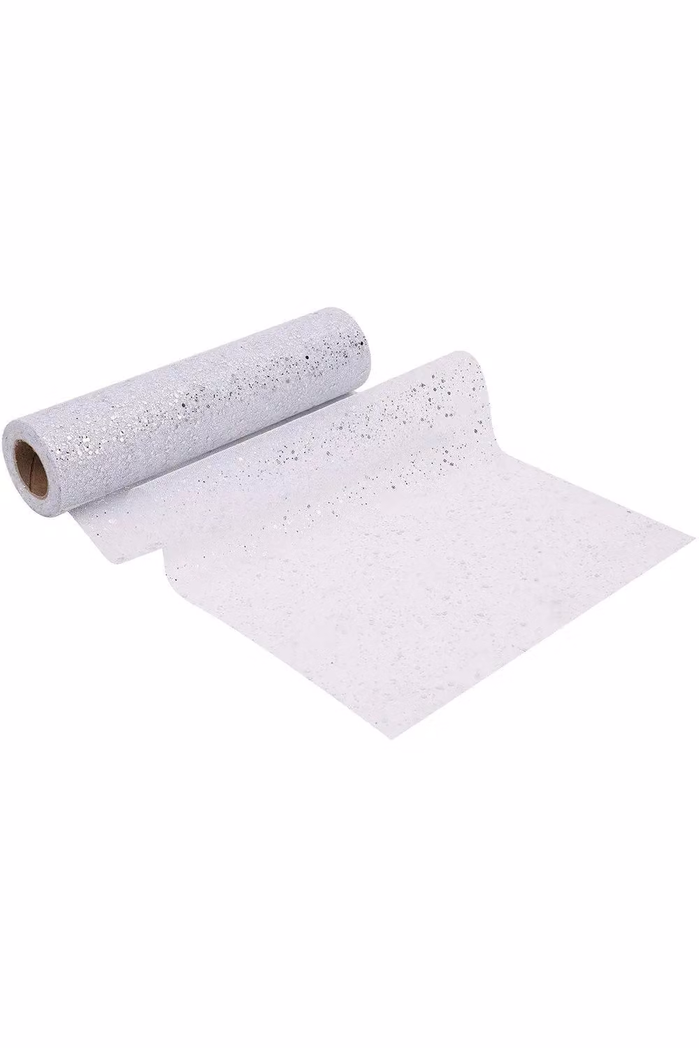 Neel Blue Sparkle Sequin Glitter Mesh Tulle Fabric Roll in Silver, W: 29 cm x L: 25 m