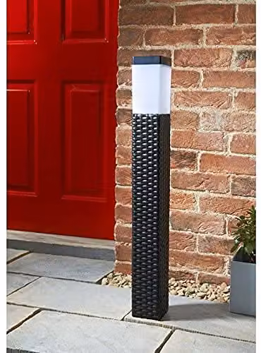 Spot On Dealz Solar Powered Brown Rattan Outdoor Floor Lamp with 6 LED Lights, Height: 79 cm – 2