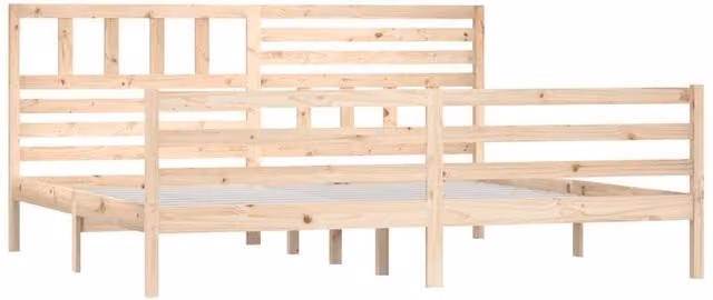 Berkfield Home Beautiful Bed Frame in Natural Solid Pine, W/D/H: 200 x 200 x 4 cm
