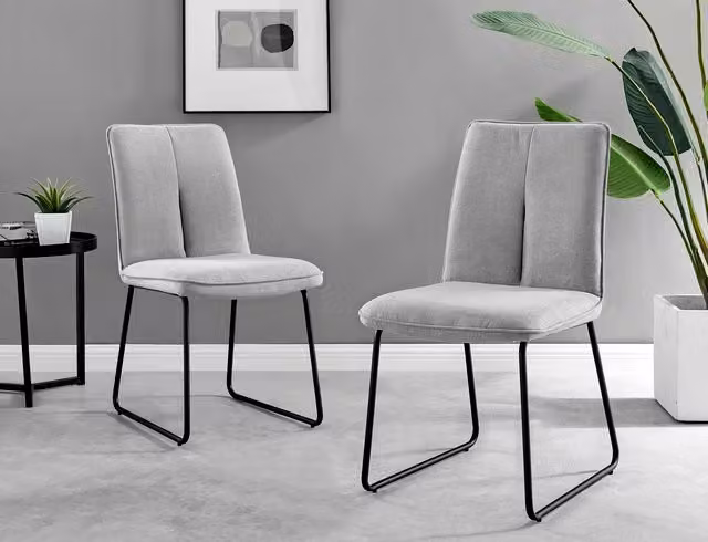 FurnitureboxUK Penrose Round Dining Table and 4 Halle Chairs in Grey and Black, Diameter: 120 cm