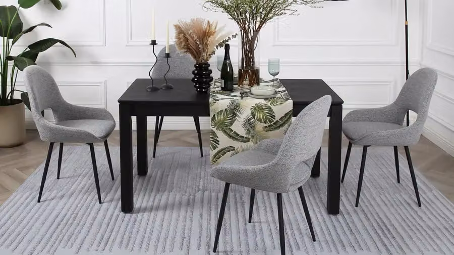 Home Garden Direct Pebble Set of 2 Modern Bouclé Upholstered Dining Chairs in Light Grey – 3