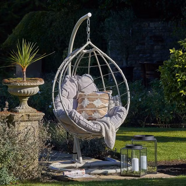 Pacific Lifestyle Outdoor Hanging Egg Chair with Cushion in Grey