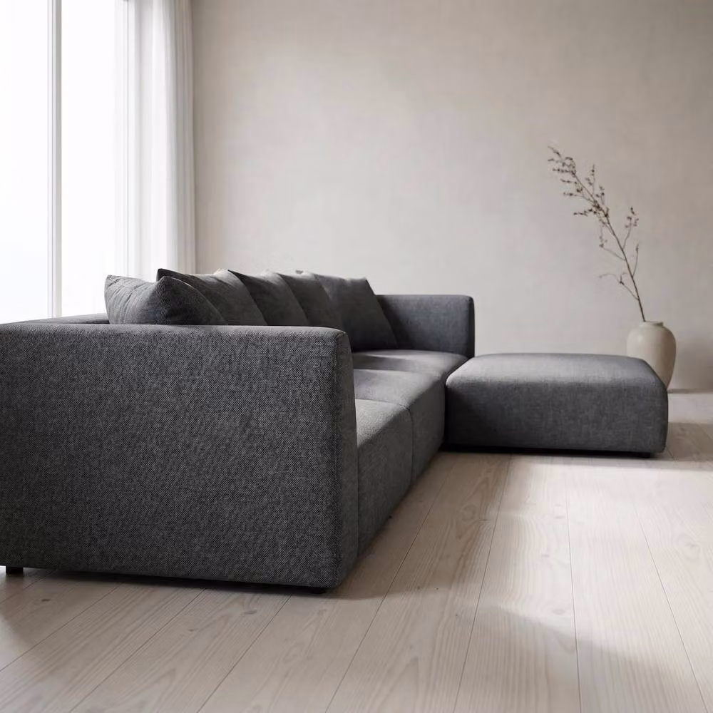 Abakus Direct Tokyo Large L-Shape Corner Sofa in Anthracite Grey Fabric with Scatter Cushions – 2