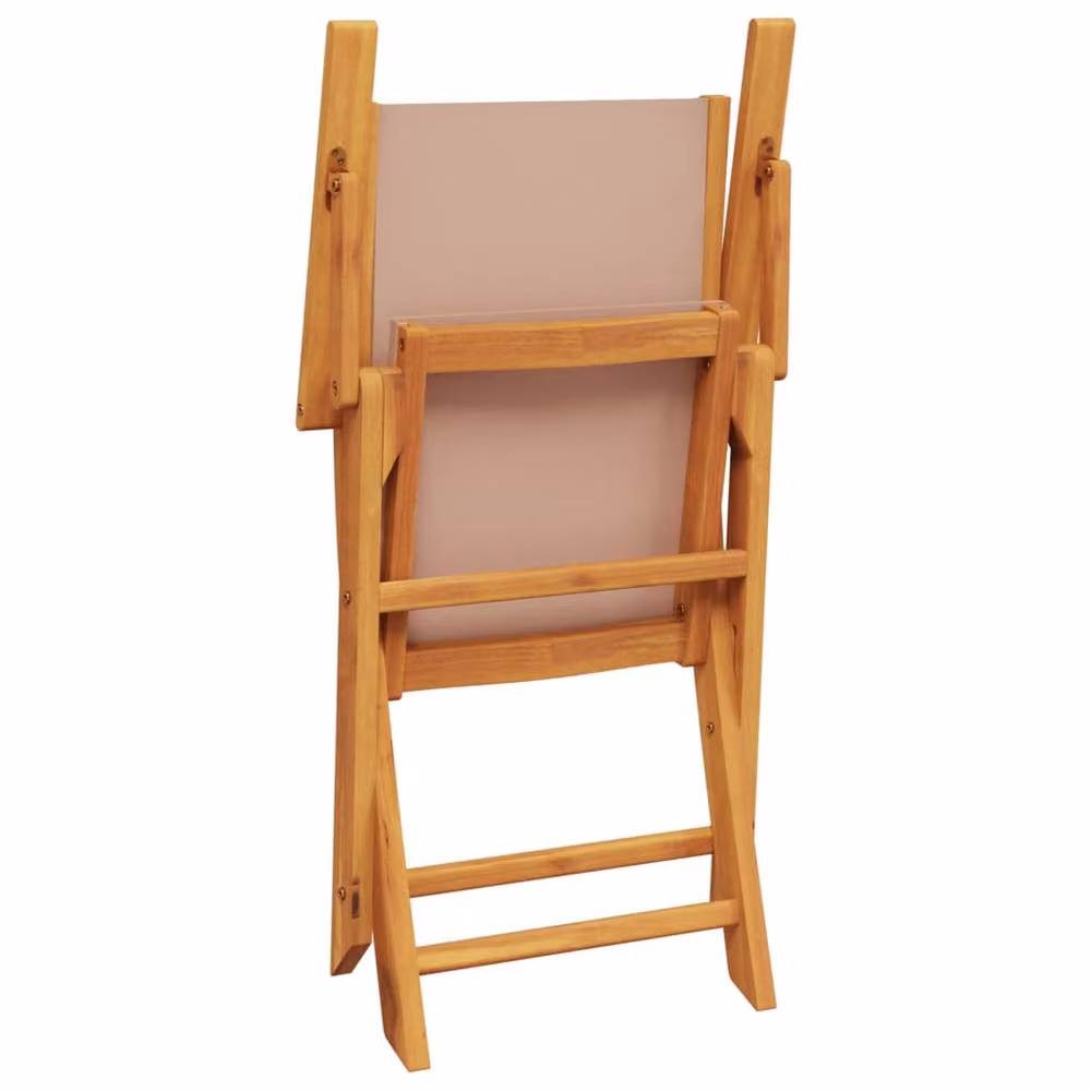 Berkfield Home 3 Piece Bistro Set in Beige Taupe Fabric and Solid Acacia Wood – 3