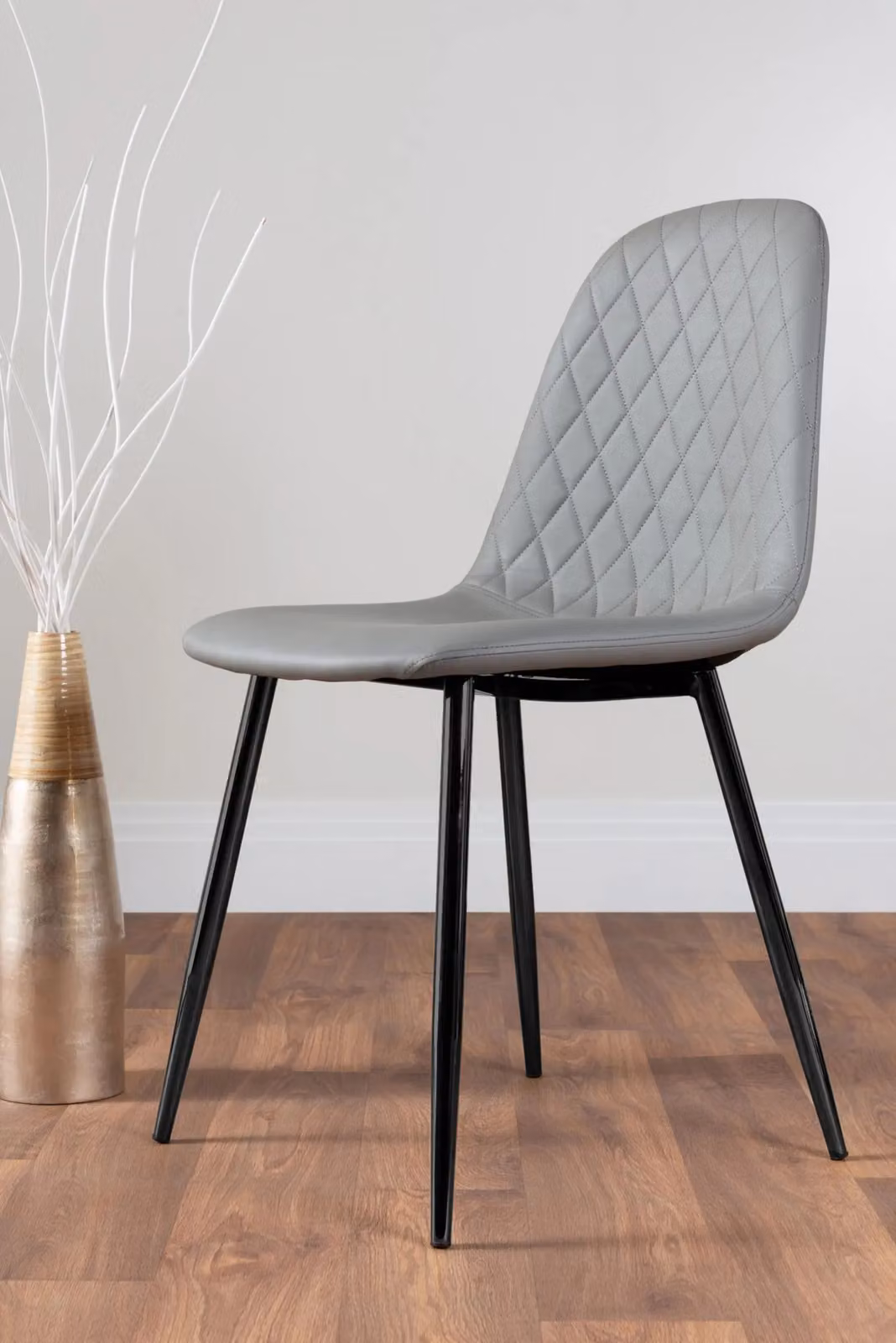FurnitureboxUK Carson White Marble Effect Dining Table and 4 Corona Faux Leather Chairs in Grey and Black – 4
