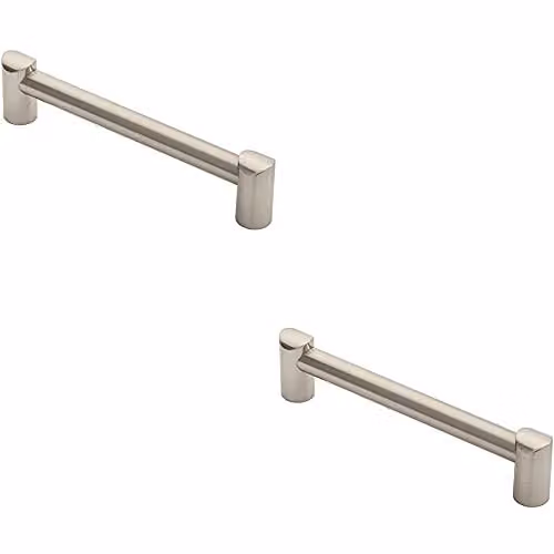 Loops 2 Pack Round Tube Bar Pull Handle in Brushed Silver, 180 mm x 18 mm with 160 mm Fixing Centres