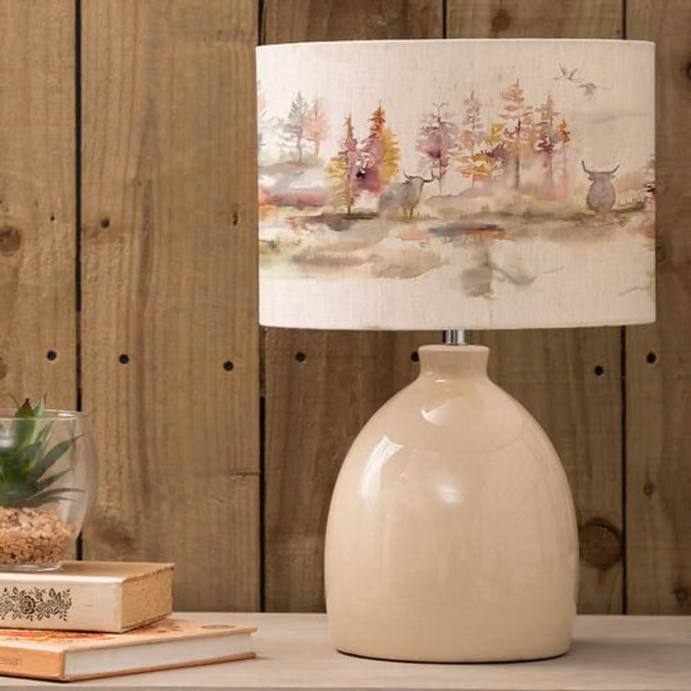 Voyage Maison Leura Ceramic Table Lamp with Caledonian Forest Eva Fabric Lampshade in Beige and Multicolour – 2
