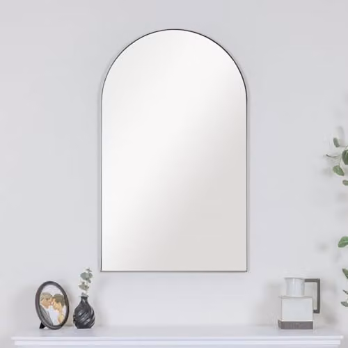 Melody Maison Art Deco Black Metal Wall Mirror, W: 100 cm, H: 60 cm