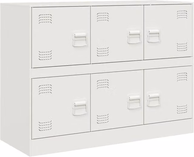 Berkfield Home Industrial White Metal Sideboard, W/D/H: 99 x 39 x 73 cm