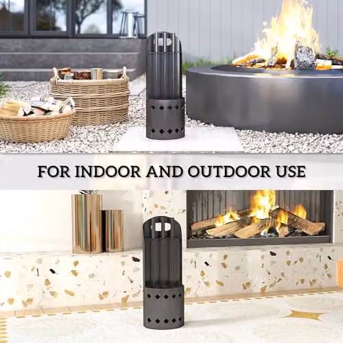 Outsunny 4 Piece Metal Fireplace Companion Set in Black – 4