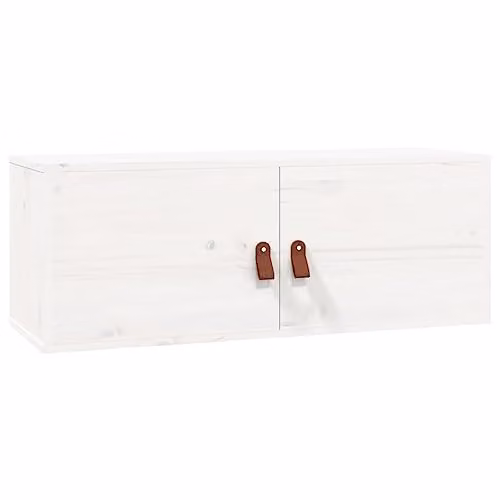 vidaXL White Solid Pine Wall Cabinet with Hinged Doors W/D/H: 80 x 30 x 30 cm