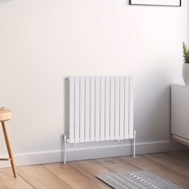Right Radiators Oval Single Panel Horizontal Radiator in White, Height: 76.7 cm