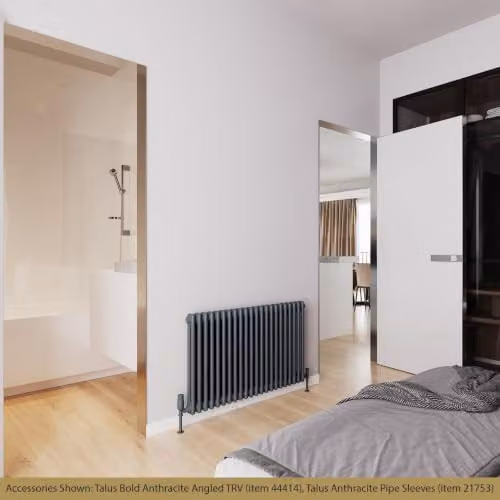 UK Radiators Alpha 2 Column Horizontal Traditional Cast-Iron Style Steel Radiator in Anthracite Grey, W: 988 mm, H: 600 mm – 3