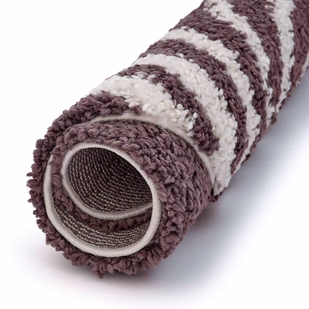 THE RUGS Moodi Rainbow Design Shaggy Soft High Pile Living Room Rug Runner in Purple and Multicolour, W: 80 cm, L: 150 cm – 10