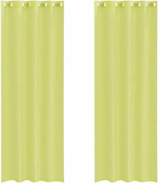 Berkfield Home Transparent Voile Fabric Panel Curtains with Eyelets, Green, 2 Pack, W: 140 cm, H: 300 cm