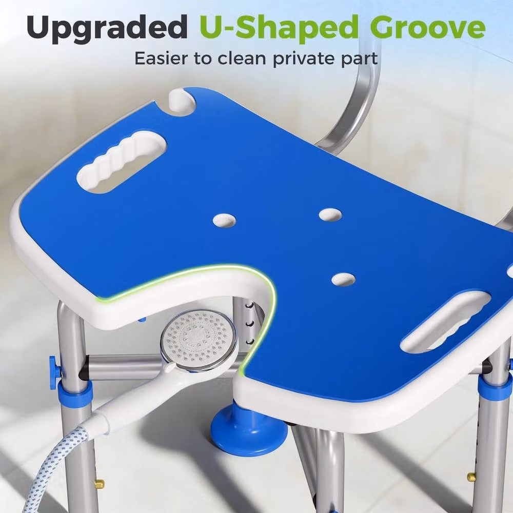 KORVIXA Shower Chair with Blue HDPE Padded Seat – 2