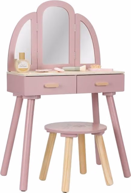 Little Dutch Large Wooden Kids Dressing Table in Pink, W/D/H: 87 x 52 x 26.5 cm – 1