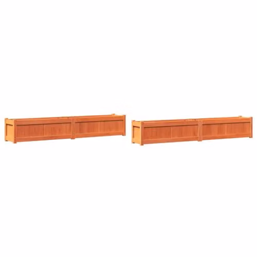 vidaXL Set of 2 Waxed Brown Solid Pine Wood Garden Planters – 1