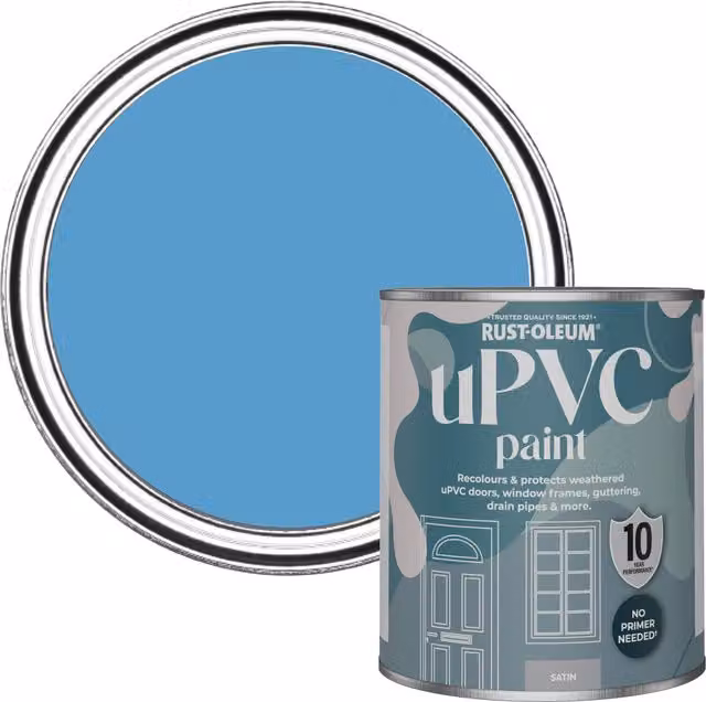 Rust-Oleum UPVC Paint in Satin Finish, Cerulean Blue, 0.75 l