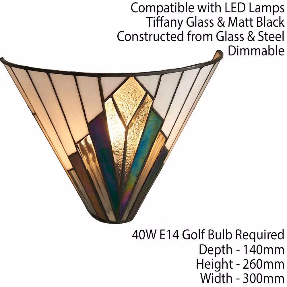 Loops Tiffany Glass Wall Light in Cream and Iridescent Black – 2
