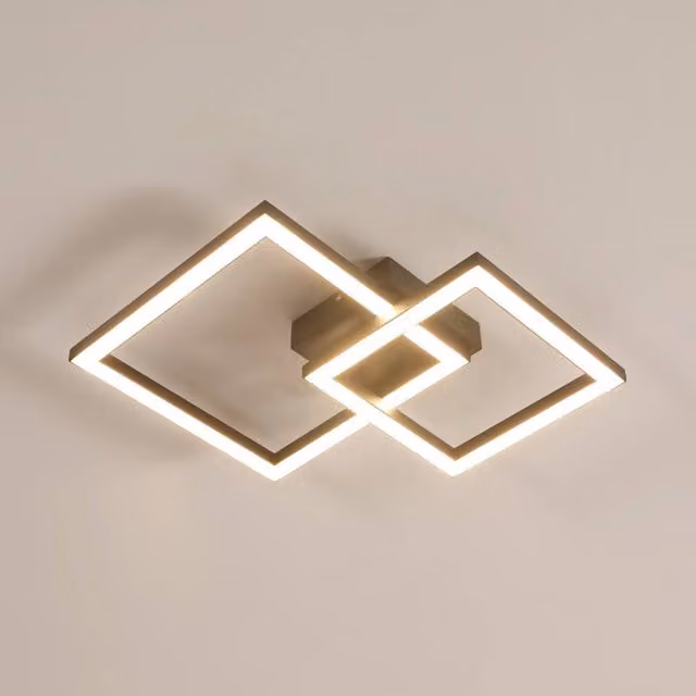 COMELY Modern 36W LED Ceiling Light with 2-Square Design, Warm White 3000K, Dimmable with Remote Control, Black