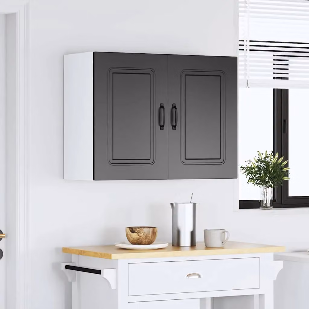 Berkfield Home Kalmar Black Matt MDF Wall Mounted Kitchen Cabinet with Hinged Doors – 3
