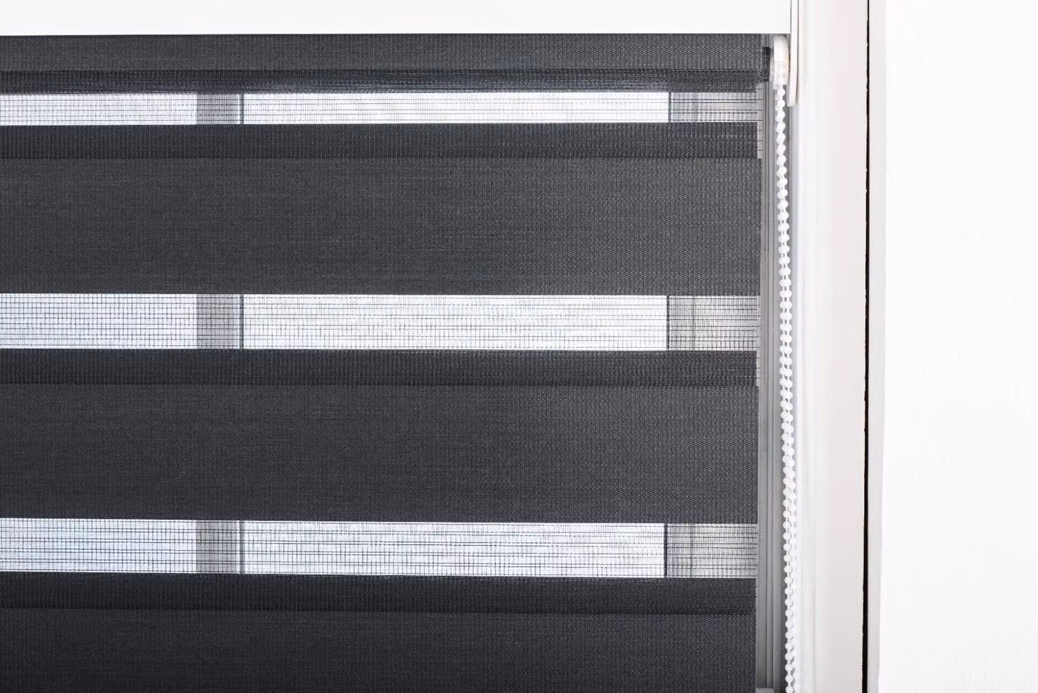 Furnished Black Day and Night Zebra Roller Blinds with Dual Layer Polyester Fabric – 2