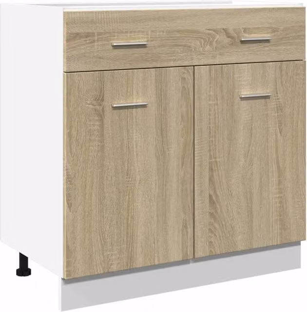 Berkfield Home Lyon Sonoma Oak Drawer Bottom Cabinet in Brown, W: 80 cm, D: 46 cm, H: 81.5 cm – 1