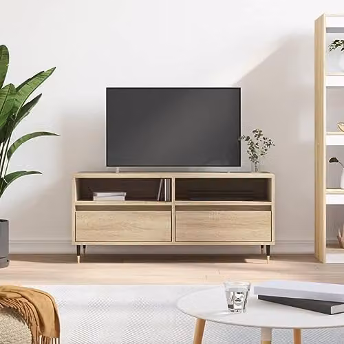 vidaXL Mid-Century TV Cabinet in Brown, W/D/H: 100 x 34.5 x 44.5 cm – 2