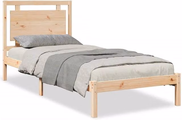 Berkfield Home Extra Long Solid Wood Bed Frame in Light Brown, W: 100 cm, L: 220 cm